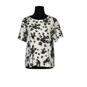 One Clothing white black floral short sleeves blouse size Large